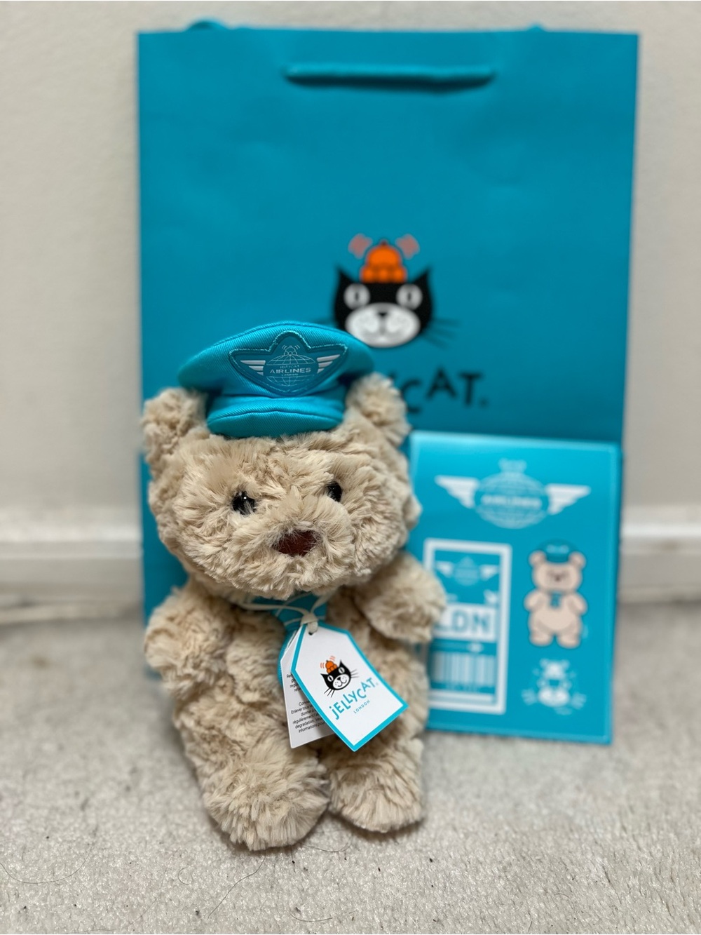 NWT Harrods Jellycat junior Bartholomew Bear Pilot Exclusive
